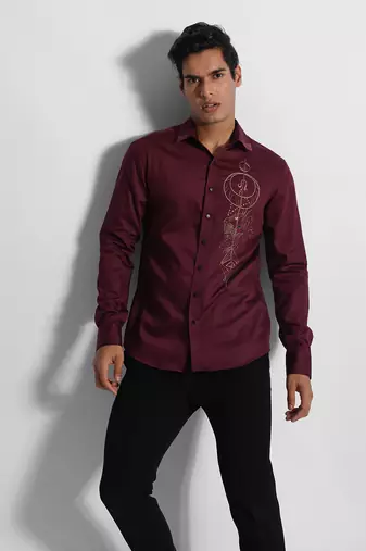 Wine leo zodiac giza cotton shirt