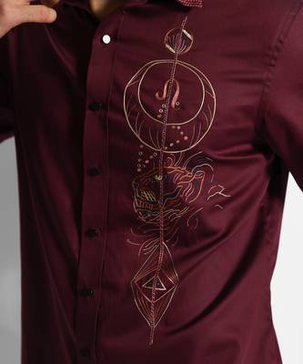 Wine leo zodiac giza cotton shirt 3