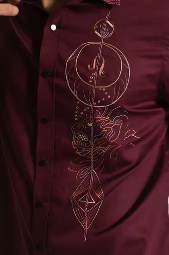Wine leo zodiac giza cotton shirt