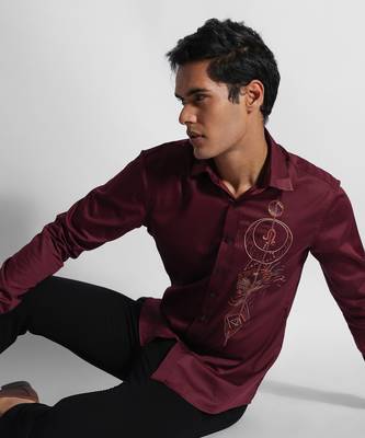 Wine leo zodiac giza cotton shirt 4