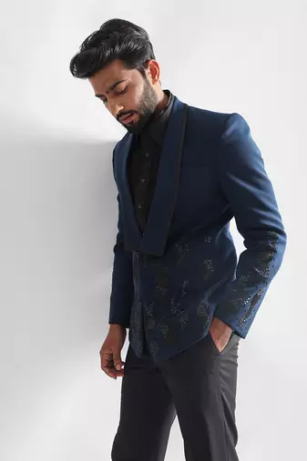 Navy blue tuxedo set