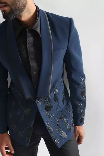 Navy blue tuxedo set