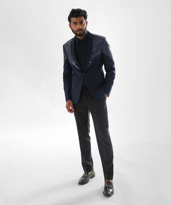 Navy terrycot suit fabric tuxedo set 1