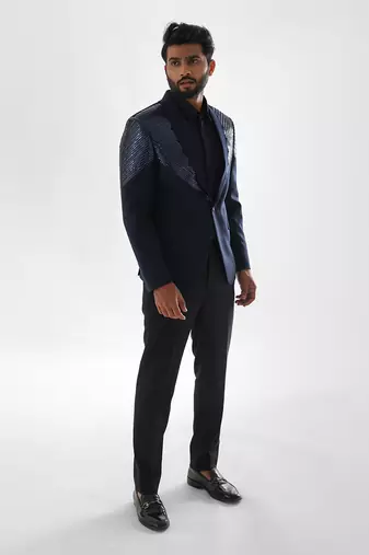 Navy terrycot suit fabric tuxedo set
