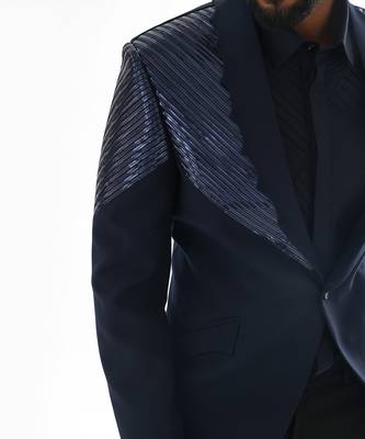 Navy terrycot suit fabric tuxedo set 4