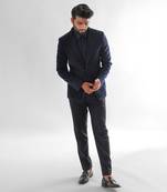 Navy blue terrycot suit fabric tuxedo set