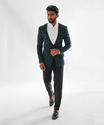 Bottle green tuxedo set 1