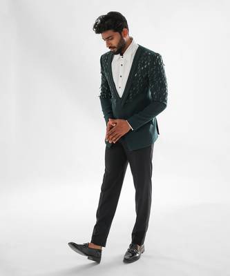 Bottle green tuxedo set 2