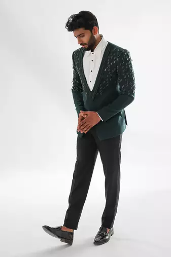 Bottle green tuxedo set