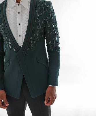 Bottle green tuxedo set 3
