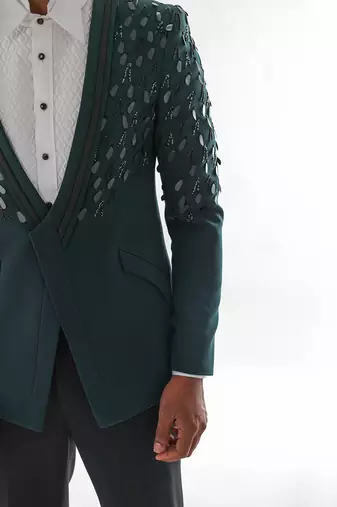 Bottle green tuxedo set