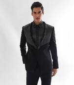 Black terrycot suit fabric tuxedo set