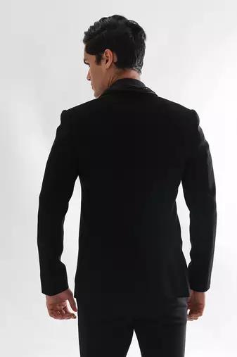 Black terrycot suit fabric tuxedo set