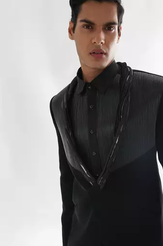 Black terrycot suit fabric tuxedo set