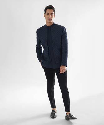Navy blue bandhgala set 1