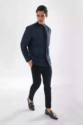 Navy blue bandhgala set