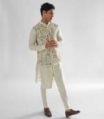 Lime yellow hawk nehru jacket set