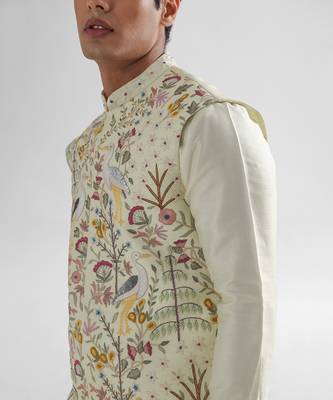 Lime yellow hawk nehru jacket set 3