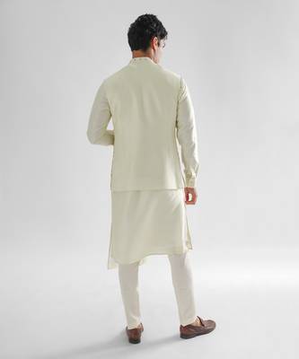 Lime yellow hawk nehru jacket set 4