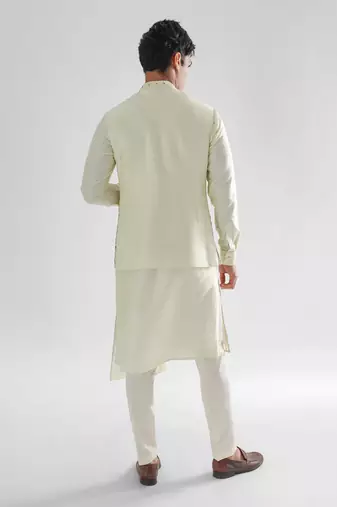Lime yellow hawk nehru jacket set