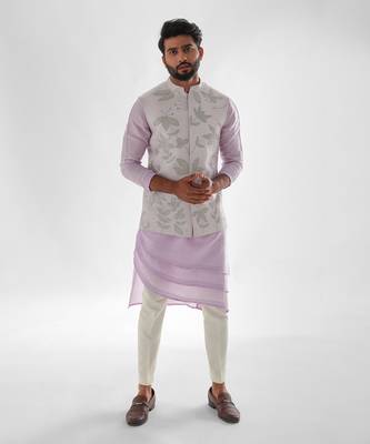 Lavender nehru jacket set 1