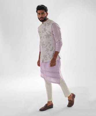 Lavender nehru jacket set 2