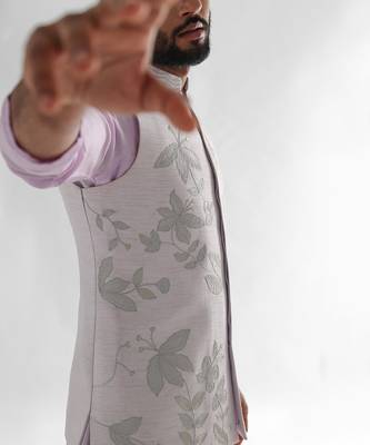 Lavender nehru jacket set 4