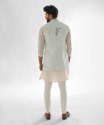 Light blue & light pink lotus lake nehru jacket set 4