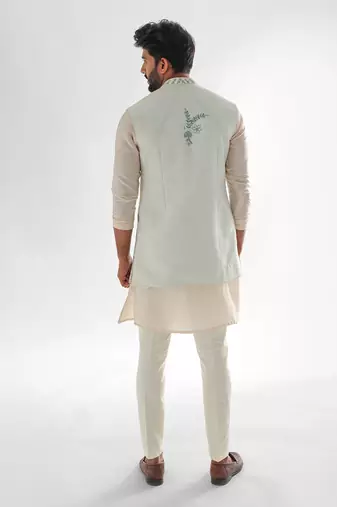 Light blue & light pink lotus lake nehru jacket set