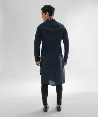 Midnight blue nehru jacket set 3