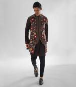Chocolate brown cosmos nehru jacket set