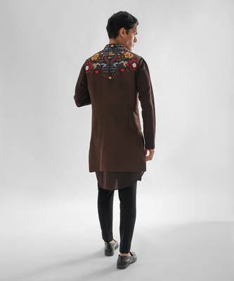 Chocolate brown cosmos nehru jacket set 2