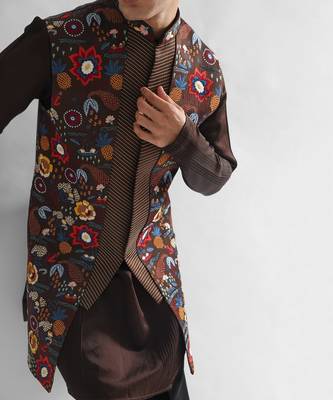 Chocolate brown cosmos nehru jacket set 3