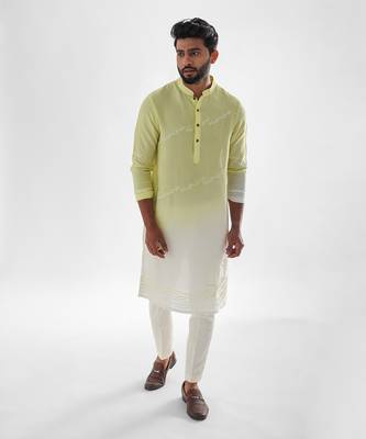 Lemon yellow aurora kurta set 1