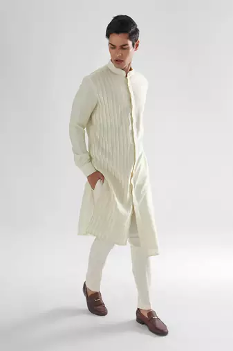 Lemon yellow hawk kurta set