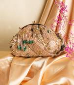 Gold raw silk clutch