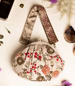 Rose gold raw silk clutch