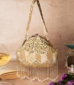 Gold raw silk sunkissed clutch