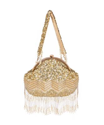 Gold raw silk sunkissed clutch 3