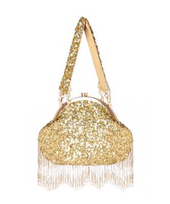Gold raw silk sunkissed clutch 4