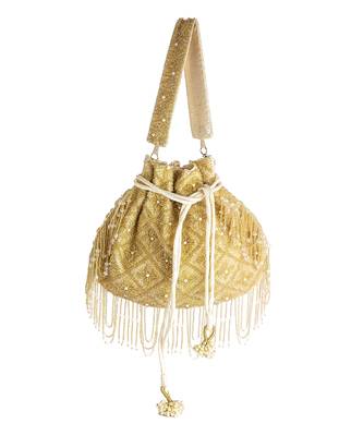 Gold raw silk potli bag 2
