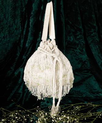 White velvet potli bag 1