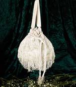 White velvet potli bag