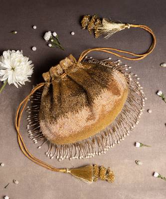 Gold rush raw silk potli bag 1