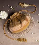 Gold rush raw silk potli bag