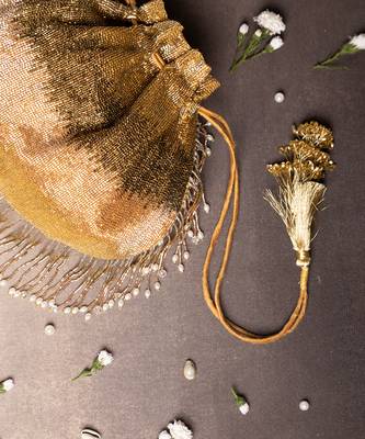 Gold rush raw silk potli bag 2