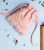 Pink velvet potli bag