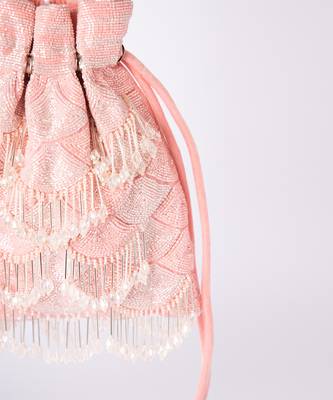 Pink velvet potli bag 4