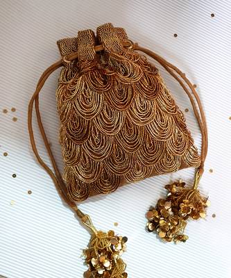 Gold suede potli bag 2