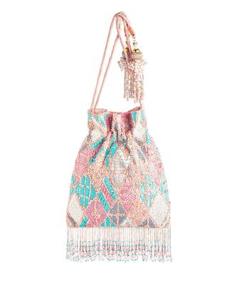 Pink raw silk potli bag 2